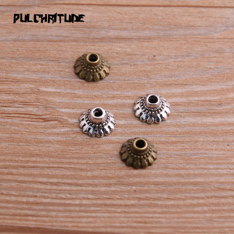  100pcs 5*10*10mm Two Color Retro Bead Caps Charm Hollow Flower  Pendants Jewelry Accessories DIY Receptacle Charms ► Photo 1/5