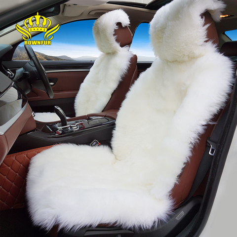 Rownfur 100% Natural fur Australian sheepskin car seat covers universal size for seat cover accessories automobiles 2016 D001-B ► Photo 1/6