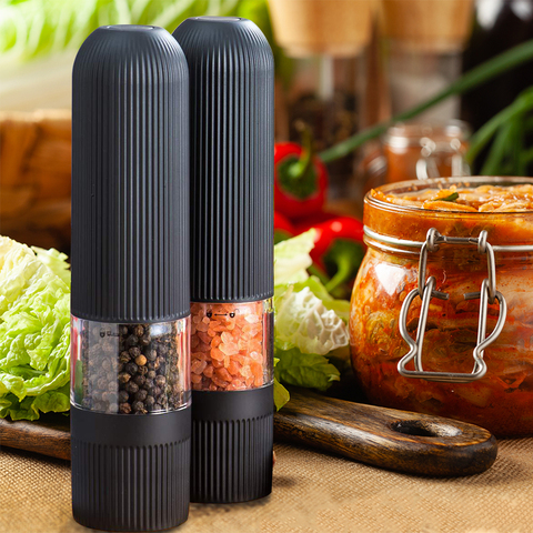 Electric Salt and Pepper Grinder Set  Black Adjustable Coarseness Mills for Spice with Ceramic Core Home Grinding Tools ► Photo 1/6