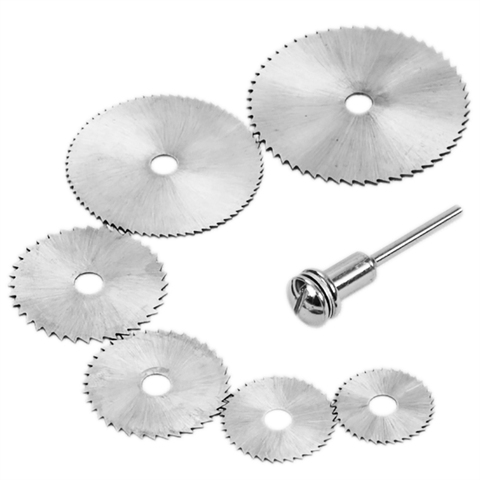 7pcs HSS Rotary Tool 22 /25 /32 /35 /44 /50mm Circular Saw Blades Cutting Wheel Discs Mandrel for Dremel Cut off ► Photo 1/6