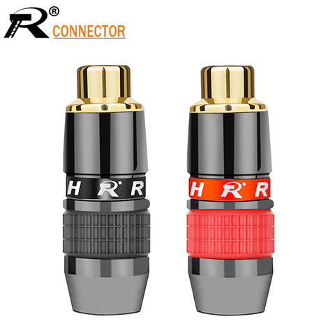 2Pcs/1Pair RCA Connector Gold plated RCA Plug Jack Socket audio adapter black&red in 1pair speaker plug ► Photo 1/6