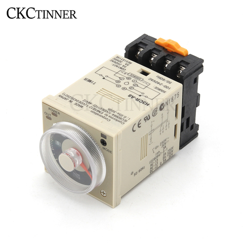 24-220VAC/DC H3CR-A8 time relay 1.2s to 300h 50/60Hz 8PIN with base Power on and off cycle delay time relay ► Photo 1/6