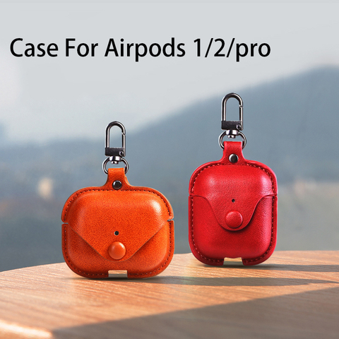Luxury Soft For Apple Airpods Case Accessories Luxury Leather Case For AirPods 2 pro Earphone 3 Black Cover With Keychain hook ► Photo 1/6