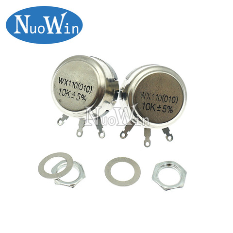 2pcs WX110 (010) 6mm Round Metal Shaft Single Turn Wire resistor Wound Potentiometer 1k 2.2k 3.3k 4.7K 5.6k 6.8k 10k 22k ohm ► Photo 1/2