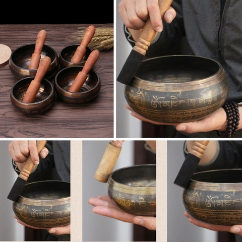 Buddhism Tibetan Singing Bowl Hand Hammered Yoga Copper Chakra Meditation Gift Relax Soothing Sound ► Photo 1/6