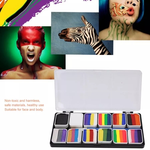 Halloween 12 Colors Carnival Face Paint Palette Body Oil Painting