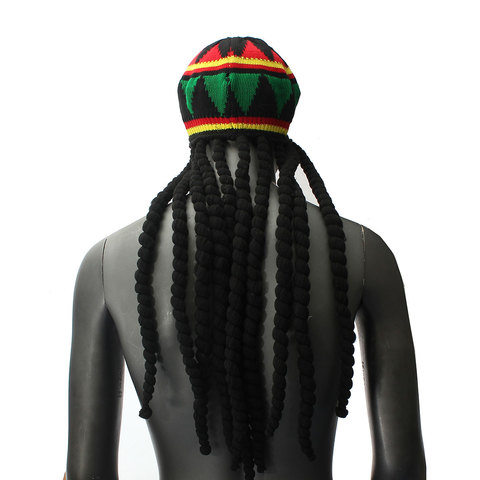 Hip Hop Cap Knitted Wig Braid Hat Male Jamaican Bob Marley Rasta Beanie Winter Gorra Hombre Dreadlocks Reggae Czapka Zimowa ► Photo 1/6