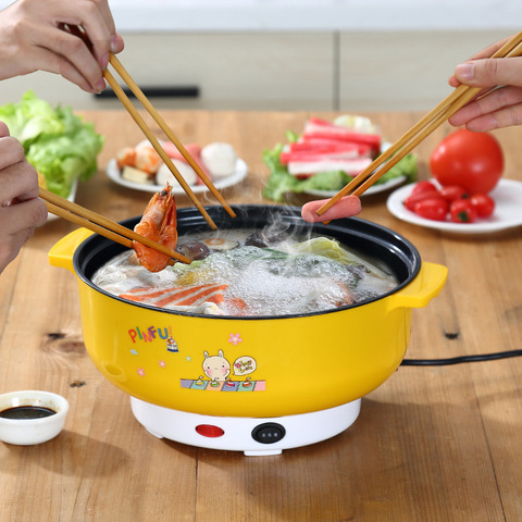 Multifunctional electric cooker MINI heating pan Stainless Steel Hotpot noodles rice Steamer Steamed eggs Soup pot 2L EU US ► Photo 1/5