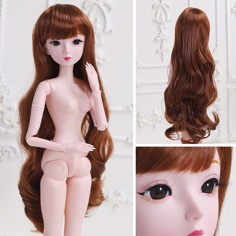 60cm Bjd Doll 21 Movable Joint 3D Eye Detachable Hair Cover 1/3 Girl Fashion Dress Up Nude Mid-length Wig Doll Toy Birthday Gift ► Photo 1/6