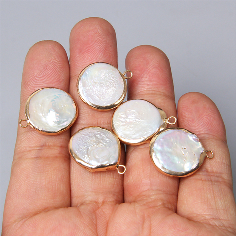 3pcs Natural round pearl pendants 17mm white Freshwater Pearl gold charm pendant for jewelry making necklace earring bracelet ► Photo 1/5