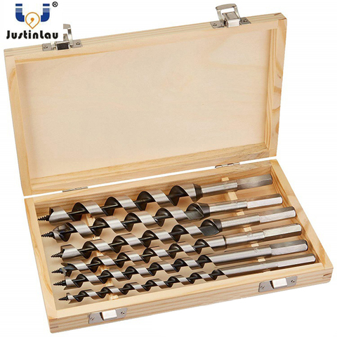 JUSTINLAU 6Pcs/set 230mm Long 6/8/10/12/16/20mm Auger Drill Bits Wood Carpenter Masonry Wood Drills Set for woodworking ► Photo 1/3