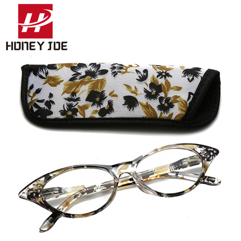 Fashion Vintage Cat Eye Reading Glasses Women Crystal Eyeglasses Frame Diopter Ladies Presbyopic Glasses +1.0 1.5 2 2.5 3 3.5 4 ► Photo 1/6