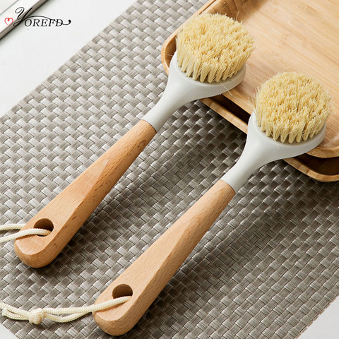 OYOURLIFE Kitchen Wooden Long Handle Cleaning Brush Pan Pot Bowl Tableware Brush Dish Washing Brush Home Kitchen Cleaning Tool ► Photo 1/6