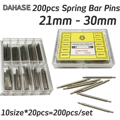 Long 200PCS Watch Band Spring Pins Repair Tool Bar for Watch Strap Release Spring Bars Pin 21 22 23 24 25 26 27 28 29 30mm ► Photo 1/6