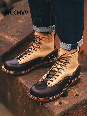 Men's color matching shoes high-end wings quality motorcycle men's boots singer knight punk shoes men ► Photo 1/6