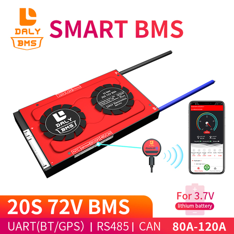 Daly 18650 smart Li-ion 20S 72V BMS 80A 100A 120A Bluetooth 485 to USB device CAN NTC UART togther Lion LiFePO4 LTO Batteries ► Photo 1/6