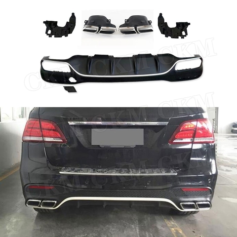 Rear Lip Diffuser Spoiler with Exhaust Tips For Mercedes Benz GLE Class W166 GLE63 AMG SUV 2016 -2022 PP Bumper Guard ► Photo 1/6