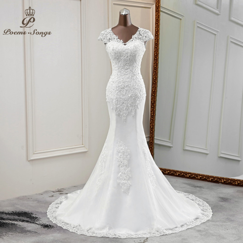 New mermaid wedding dress 2022 bride dress V-neck marriage wedding gowns elegant vestidos de novia applique robe mariage ► Photo 1/6