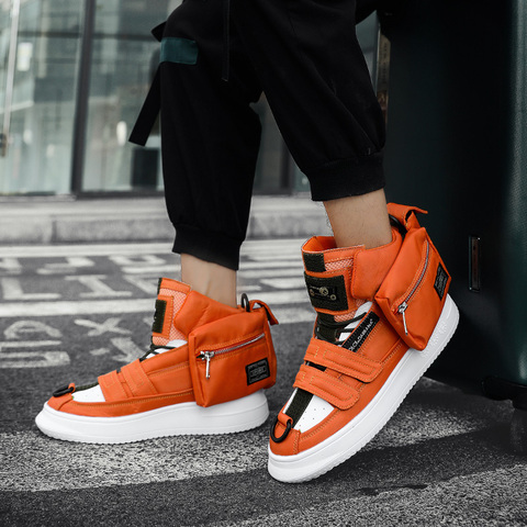 Autumn New Stylish Orange Pocket Decorative High Top Shoes Men Designer Sneakers Hip Hop Platform Sneakers Men zapatos de hombre ► Photo 1/6