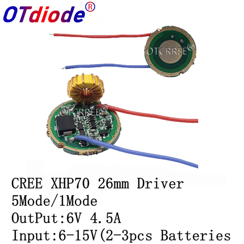 Cree XLamp XHP70 XHP70.2 6V LED Driver 26MM Input DC6V-15V Output 6V 4500mA For XHP70 XHP70.2 LED FlashLight Lamp Bulb ► Photo 1/6
