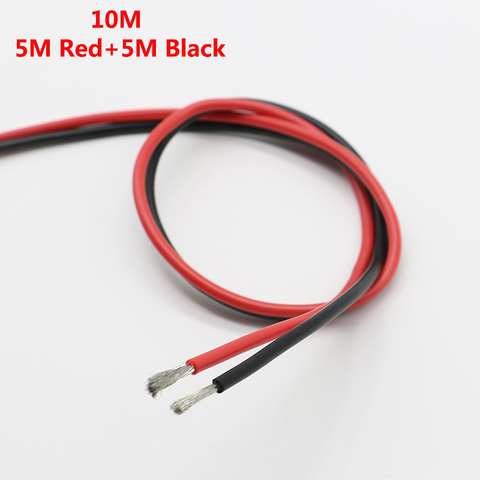 COMPSON 5M Red+ 5M Black  Silicone Wire  16AWG 18AWG 20AWG 22AWG  Black Red Heatproof Soft Silicone Silica Gel Cable ► Photo 1/5