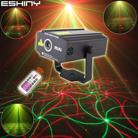 ESHINY Remote R&G Laser 4Patterns Projector DJ Party Effect Light Dance Disco Bar Holiday Home Coffee Christmas Stage Show L20N7 ► Photo 1/6