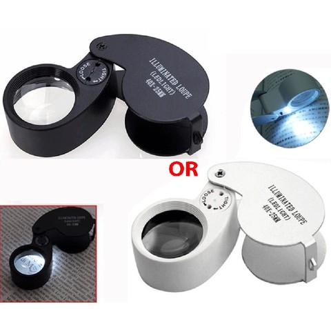 40X Mini Loupe Illuminated Magnifier Glass Eye Jewelers LED Lights Portable Folding Magnifying for  Jewelry Coins Stamps Antique ► Photo 1/6