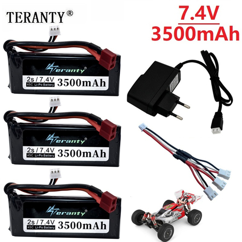 Original Wltoys 144001 2s 7.4 V 3500mAh rechargable Lipo battery and a Charger for Wltoys 1/14 144001 RC car boat Lipo battery ► Photo 1/6