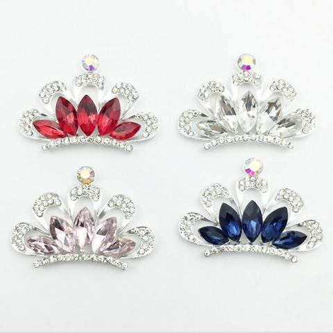 4pcs/lot 4colors option Tiara Brooch Decorative hair Crystal embellishment Wedding Bridal Shiny Rhinestone Crown diy accessories ► Photo 1/6