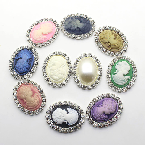 New10Pcs 34*26mm Oval jewelry Accessories Resin pedestal embellishments caps rhinestones for crafts Decoration For Making ► Photo 1/5
