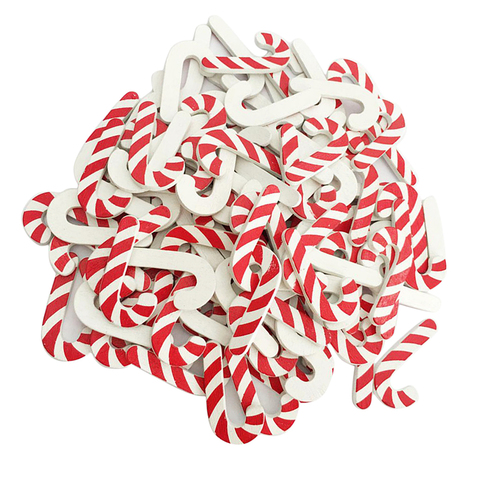 50x Red Candy Cane Walking Stick Wooden Piece Ornament Christmas Party Decor ► Photo 1/6