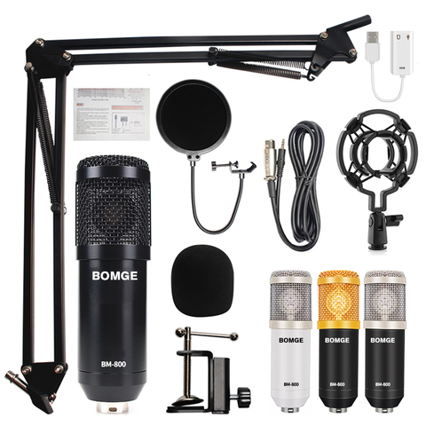 BM-800 Professional Condenser Microphone BM800 Kit:Microphone For  Computer+Shock Mount+Foam Cap+Cable As BM 800 Microphone