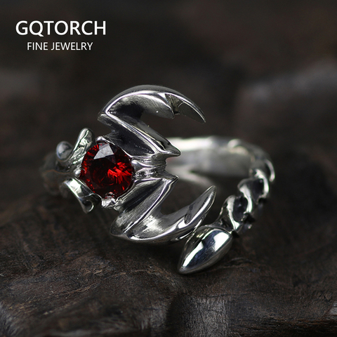 Solid 925 Sterling Silver Jewelry Mens Ring With Garnet Natural Stone Scorpion Male Openning Ring ► Photo 1/6