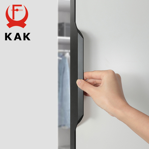 KAK Black Hidden Cabinet Handle Aluminium Alloy Kitchen Handle Drawer Knobs No Screw Needed Furniture Handle Door Hardware ► Photo 1/6