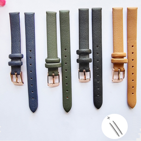 Watch Band Srap 10mm  Women Handmade Leather Bracelet Accessories Watchband Brown Purple Blue Black Red Green Pink ► Photo 1/6