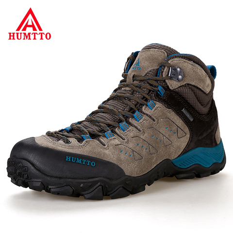 HUMTTO Mens Hiking Boots High Top Snow Boots Waterproof Sneakers Leather Trekking Shoes Plush Outdoor Mountain Climbing Shoes ► Photo 1/6