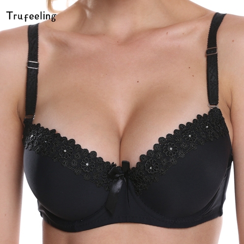 Push Up Padded Bras For Women Lace Plus Size Bra Add Two Cup Underwire  Brassiere A B C Cup