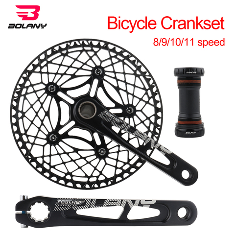 BOLANY Folding Bicycle crankset 170mm crank arm 130BCD ceramic bearing axle base bracket  Aluminum Alloy Bike parts ► Photo 1/6