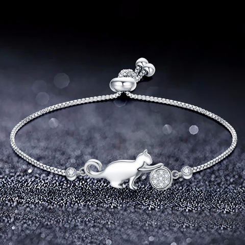 Trendy Cubic Zirconia crystal Cat and Ball charm Bracelets for Women Fashion korean Jewelry gift pulseras mujer moda 2022 ► Photo 1/6