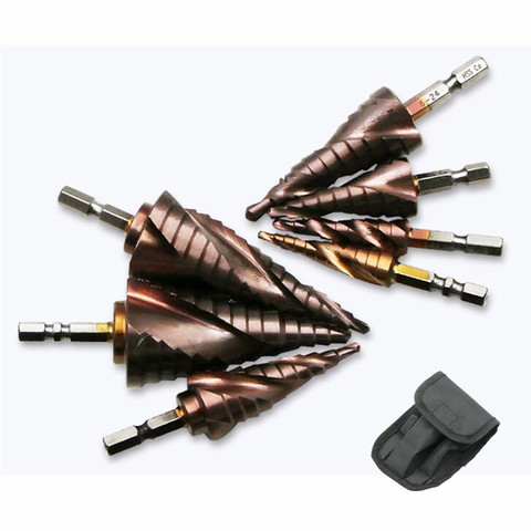 M35 Cobalt Step Drill 4-35mm High Speed Steel Drill Bits Spiral Groove Hex/Triangle Shank For Drilling Deburring Chamfering ► Photo 1/5