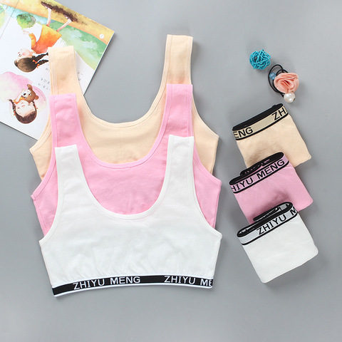 Teenagers Lingerie Cotton Underwear Sets Kids Young Girls Training Bras Puberty Students Bra Vest Brassiere Panties ► Photo 1/6