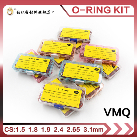 Thickness 1.5/1.8/1.9/2.4/2.65/3.1mm Red Silicone O Ring Seal Silicon Sealing O-rings VMQ Washer oring set Assortment Kit Set ► Photo 1/5