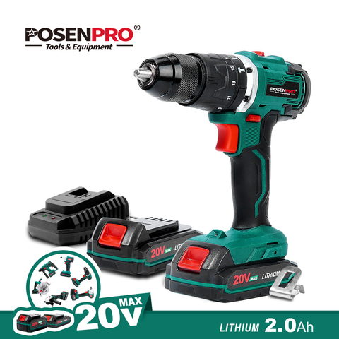 Electric Drill Brushless Cordless Drill 20V 1/2'' All Metal Chuck Cordless Drill Driver Battery 13MM Drill Keyless POSENPRO ► Photo 1/6