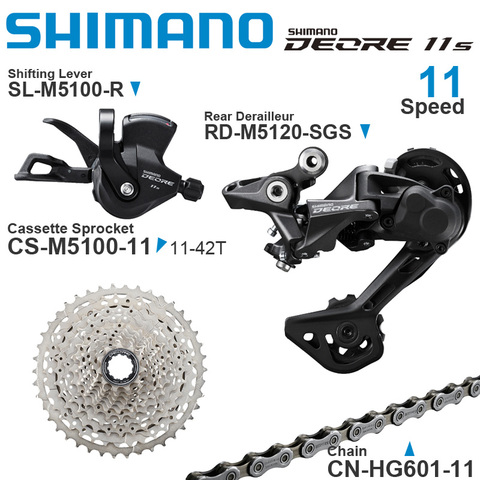 SHIMANO DEORE M5100 M5120 11v Groupset Shifter Rear Derailleur SHADOW RD - 1x11-speed Cassette Chain Original parts for MTB bike ► Photo 1/6