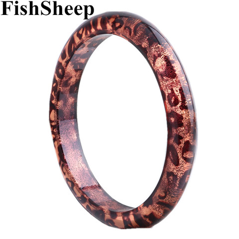 FishSheep New Big Leopard Resin Bangle For Women Large Round Wide Cuff Acrylic Charm Bracelets & Bangles Female Fashion Jewelry ► Photo 1/6