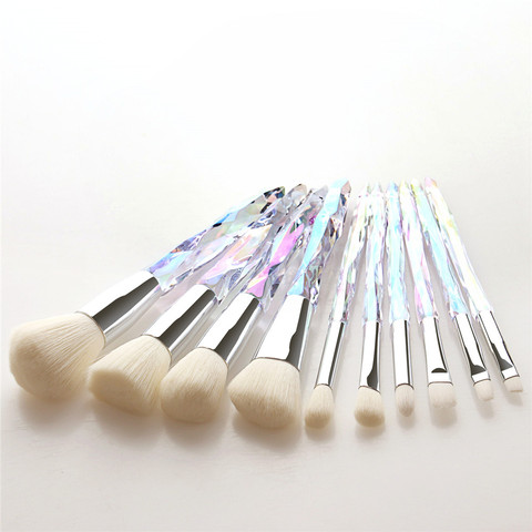 10Pcs/Set Makeup Brushes White Crystal handle For Eyeshadow Foundation Concealer Contour Powder eyelash Blending brush T10195 ► Photo 1/5