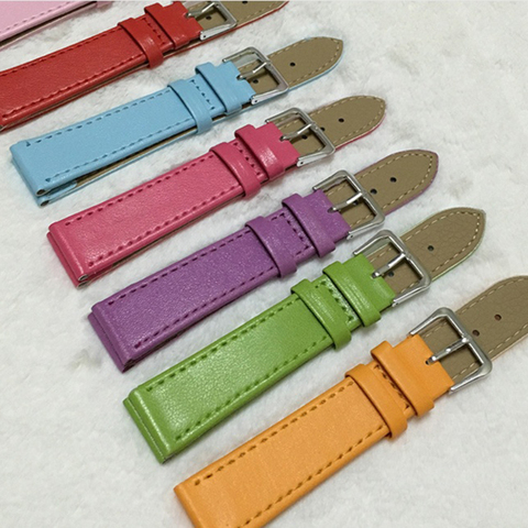 2022 New 10mm/12mm/14mm/16mm/18mm/20mm/22mm/24mm Men Women PU Leather Solid Watch Band Belt Strap Watchband ► Photo 1/6