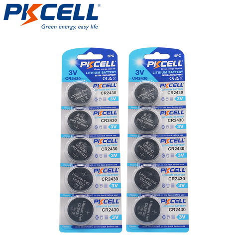 10 X PKCELL 3V Lithium Battery CR2430 CR 2430 DL2430  5011LC Batteries For Watch Electronic ► Photo 1/6