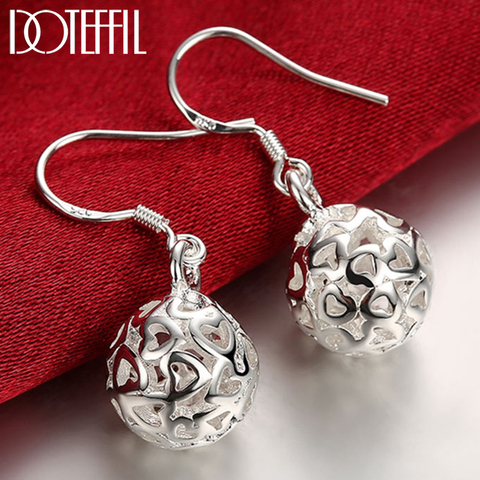 DOTEFFIL 925 Sterling Silver Hollow Ball Heart Drop Earrings For Woman Wedding Engagement Party Fashion Charm Jewelry ► Photo 1/6