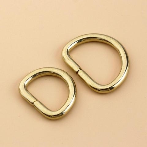2Pcs Solid Brass D Rings Buckles for Bag Strap Belt Purse Webbing Dog Collar 10-38mm Inner Width Leather Craft DIY Accessories ► Photo 1/6
